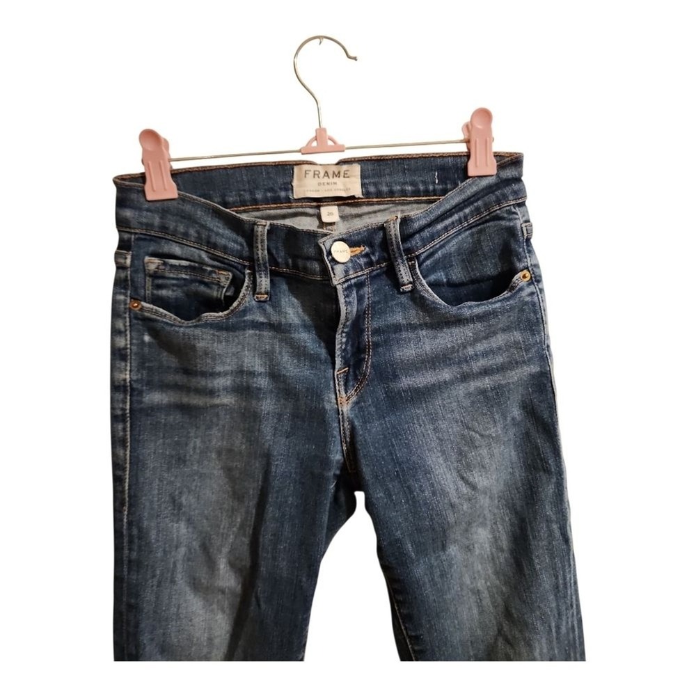 Frame Skinny Jeans Women 26 Blue Dark Wash Designer Classic - Picture 7 of 10